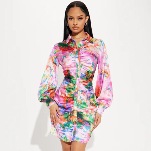 Fashion Nova Pink Satin Dress - Large - Picture 2 of 6